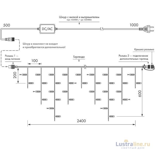 Светодиодная гирлянда Arlight ARD-Edge-Classic-2400x600-White-88LED-Milk-Flash White 034123