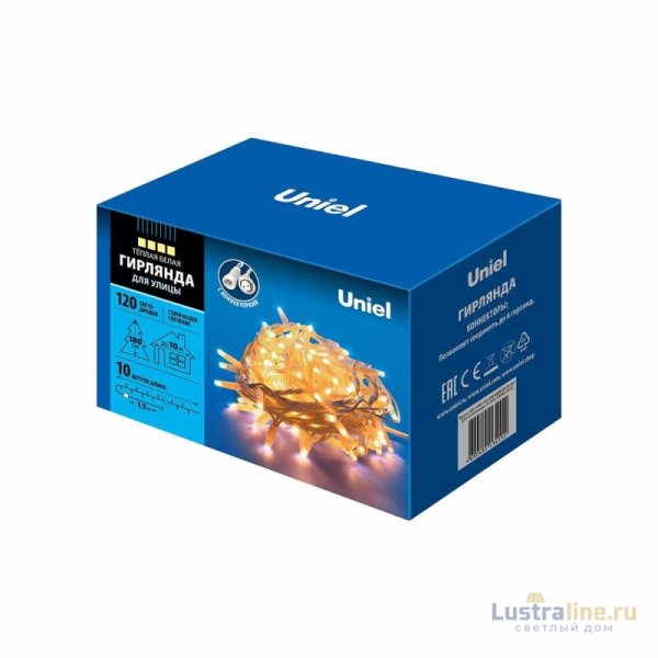 Уличная светодиодная гирлянда (UL-00007203) Uniel 220V теплый белый ULD-S1000-120/SWK Warm White IP67