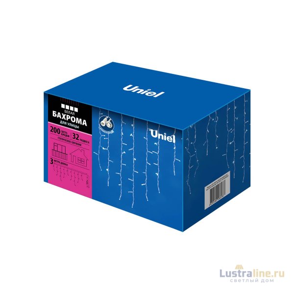 Уличная светодиодная гирлянда (UL-00001367) Uniel бахрома 230V белый ULD-B3010-200/SWK White IP67