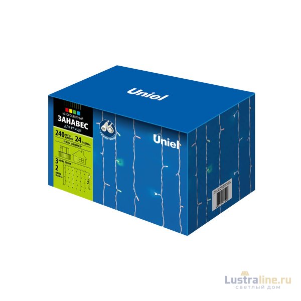 Уличная светодиодная гирлянда Uniel занавес 220V разноцветный ULD-C2030-240/TWK MULTI IP67
