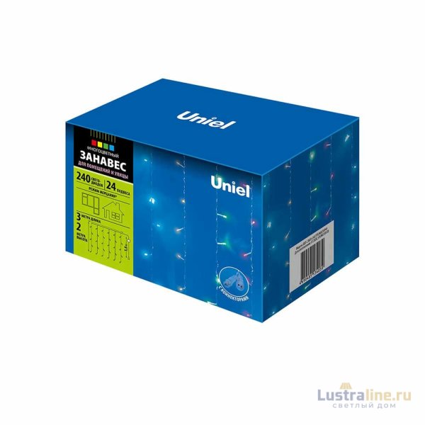 Уличная светодиодная гирлянда (UL-00007216) Uniel занавес 220V разноцветный ULD-C3020-240/TTK Multi IP44 Уличная светодиодная гирлянда (UL-00007216) Uniel занавес 220V разноцветный ULD-C3020-240/TTK Multi IP44