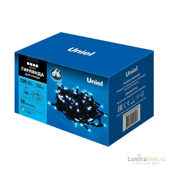 Уличная светодиодная гирлянда (UL-00003944) Uniel белый ULD-S1000-120/TBK White IP67 Уличная светодиодная гирлянда (UL-00003944) Uniel белый ULD-S1000-120/TBK White IP67