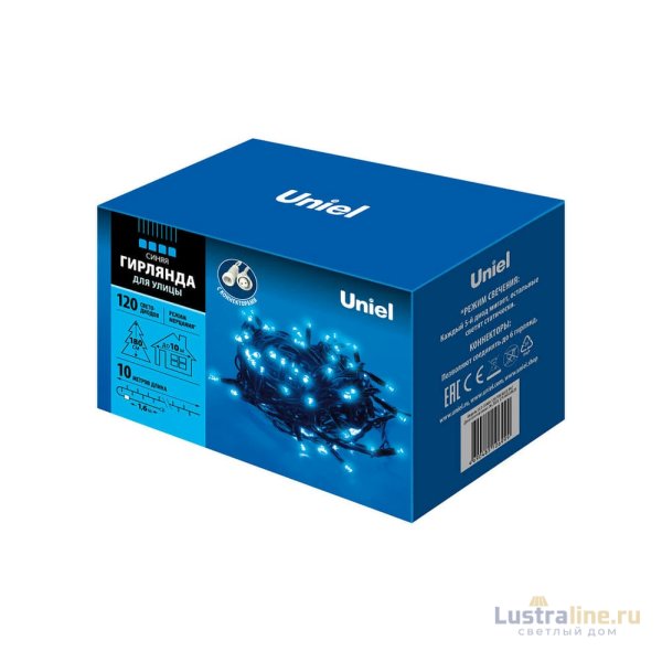 Уличная светодиодная гирлянда (UL-00003942) Uniel синий ULD-S1000-120/TBK Blue IP67 Уличная светодиодная гирлянда (UL-00003942) Uniel синий ULD-S1000-120/TBK Blue IP67
