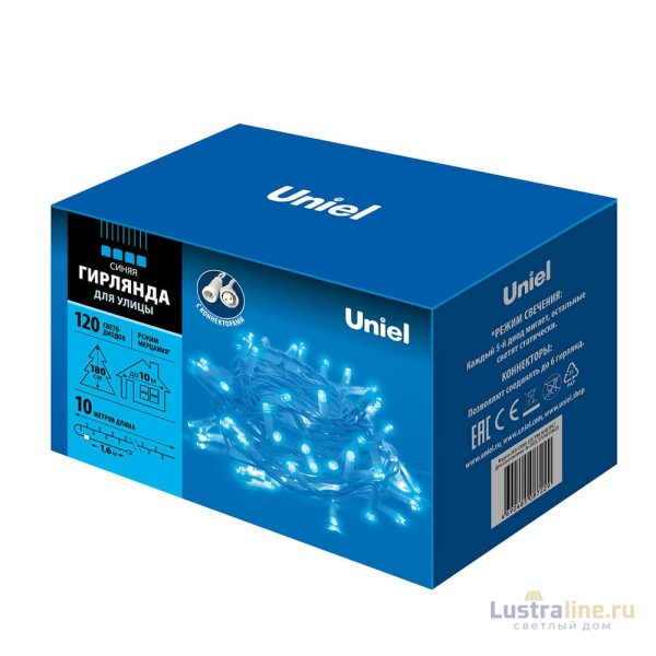 Уличная светодиодная гирлянда Uniel (UL-00001352) синий ULD-S1000-120/TWK Blue IP67 Уличная светодиодная гирлянда Uniel (UL-00001352) синий ULD-S1000-120/TWK Blue IP67