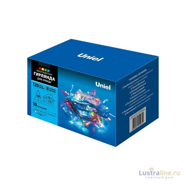 Уличная светодиодная гирлянда Uniel (07927) разноцветный ULD-S1000-120/DWA Multi IP67 Уличная светодиодная гирлянда Uniel (07927) разноцветный ULD-S1000-120/DWA Multi IP67