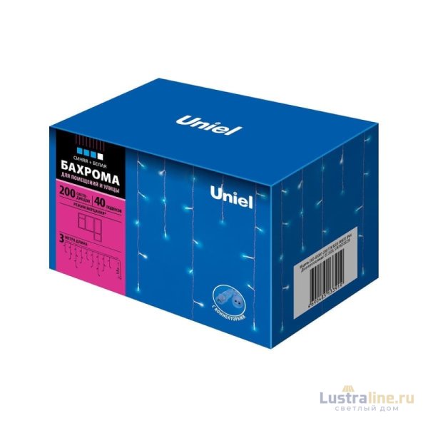 Уличная светодиодная гирлянда (UL-00007210) Uniel бахрома 220V синий/белый ULD-B3007-200/TTK Blue-White IP44