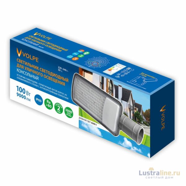 Уличный консольный светильник Volpe ULV-Q611 100W/6500K IP65 GREY UL-00012814 Уличный консольный светильник Volpe ULV-Q611 100W/6500K IP65 GREY UL-00012814