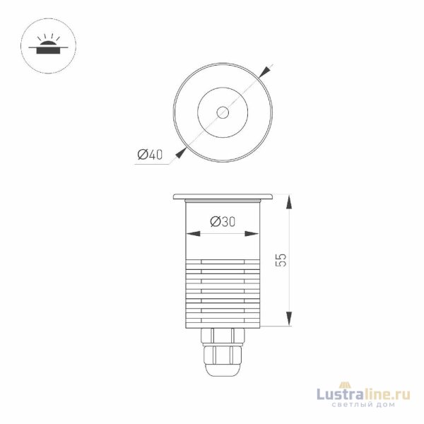 Грунтовый светильник Arlight ART-GROUND-R40-3W Warm3000 (SL, 36 deg, 24V) 048820 Грунтовый светильник Arlight ART-GROUND-R40-3W Warm3000 (SL, 36 deg, 24V) 048820