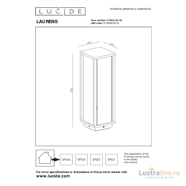 Уличный светильник Lucide Laurens 27805/50/30