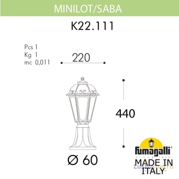Садовый светильник Fumagalli K22.111.000.AYF1R Садовый светильник Fumagalli K22.111.000.AYF1R