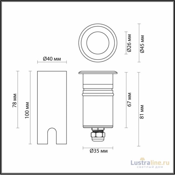 Грунтовый встраиваемый светильник Odeon Light Nature Ingro 6660/1GL3