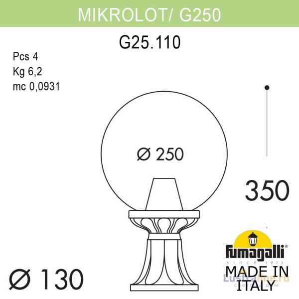 Ландшафтный светильник Fumagalli Globe 250 G25.110.000.WZF1R Ландшафтный светильник Fumagalli Globe 250 G25.110.000.WZF1R