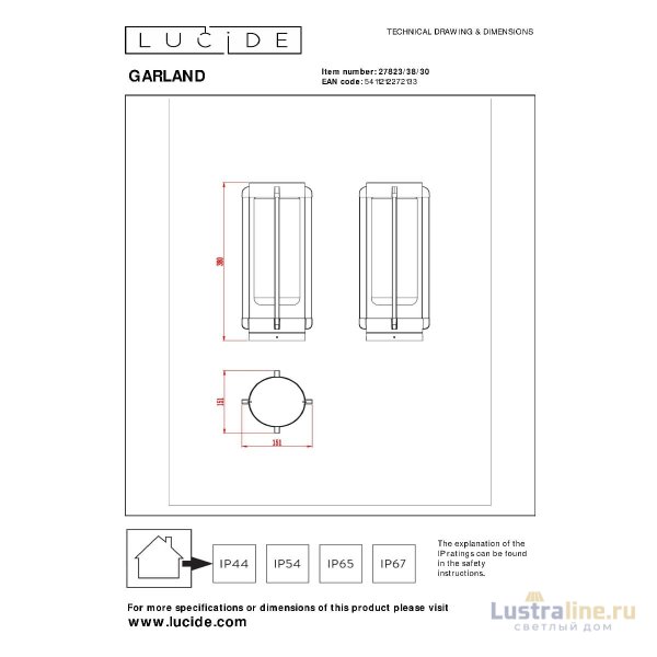 Уличный светильник Lucide Garland 27823/38/30