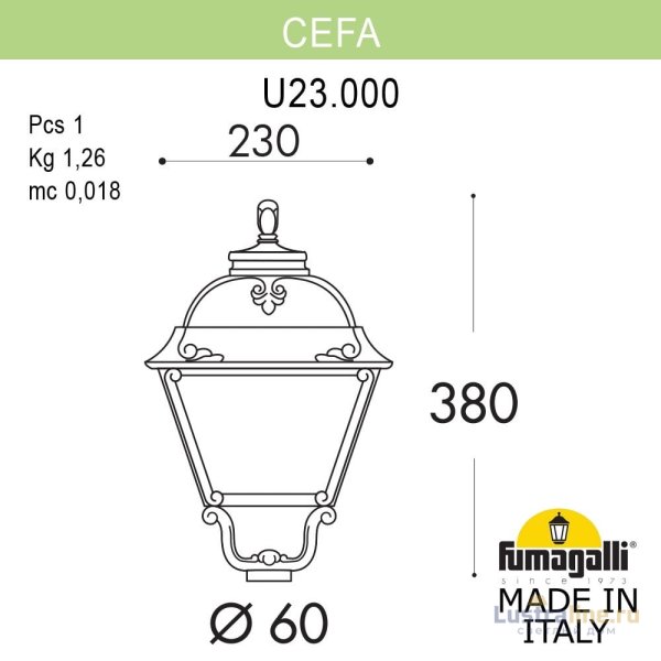 Уличный светильник Fumagalli Cefa U23.000.000.AXF1R Уличный светильник Fumagalli Cefa U23.000.000.AXF1R