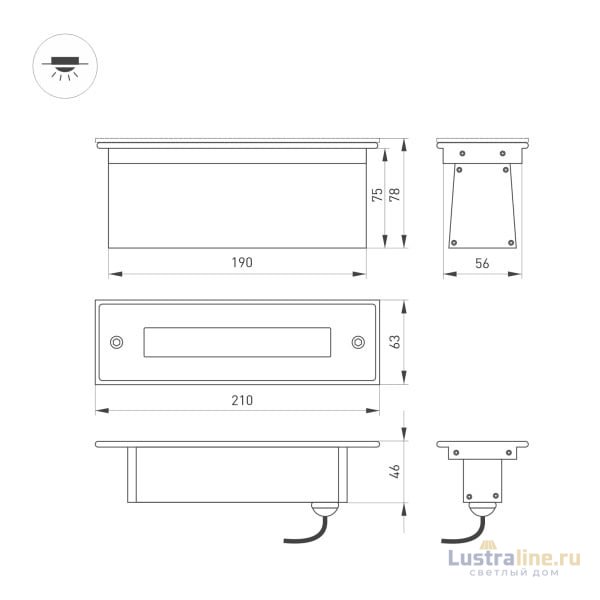 Ландшафтный светильник Arlight LTD-Line-Tilt-S210-8W Day4000 034827 Ландшафтный светильник Arlight LTD-Line-Tilt-S210-8W Day4000 034827