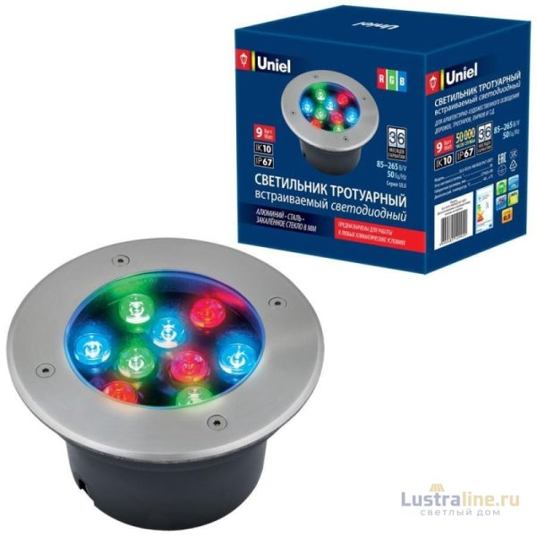 Ландшафтный светодиодный светильник (UL-00006824) Uniel ULU-B12A-9W/RGB IP67 Grey Ландшафтный светодиодный светильник (UL-00006824) Uniel ULU-B12A-9W/RGB IP67 Grey