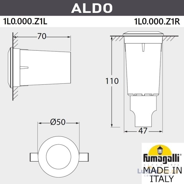 Грунтовый светильник Fumagalli Aldo 1L0.000.000.LXZ1L Грунтовый светильник Fumagalli Aldo 1L0.000.000.LXZ1L