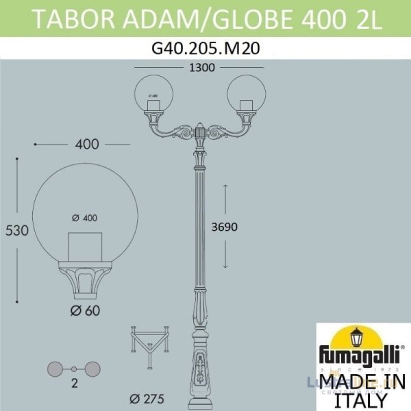 Садовый светильник Fumagalli G40.205.M20.AYE27 Садовый светильник Fumagalli G40.205.M20.AYE27