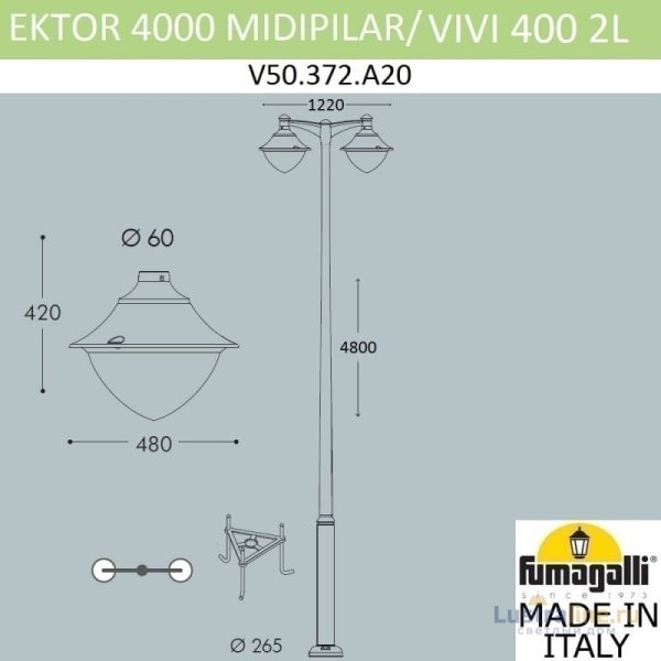 Садовый светильник Fumagalli V50.372.A20.AXH27 Садовый светильник Fumagalli V50.372.A20.AXH27