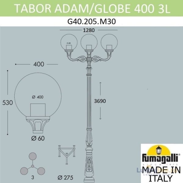Садовый светильник Fumagalli G40.205.M30.AYE27 Садовый светильник Fumagalli G40.205.M30.AYE27