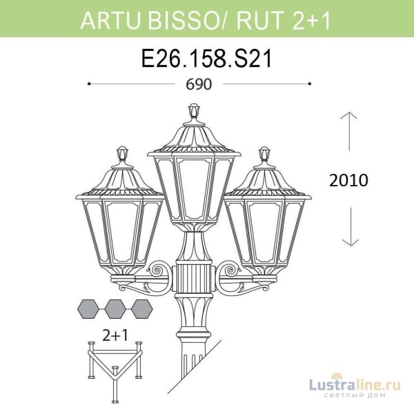 Уличный фонарь Fumagalli Artu Bisso/Rut 2+1 E26.158.S21.BYF1R Уличный фонарь Fumagalli Artu Bisso/Rut 2+1 E26.158.S21.BYF1R