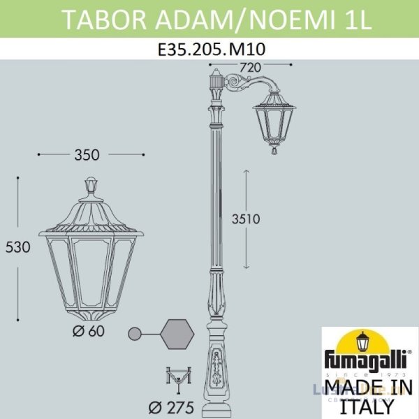 Садовый светильник Fumagalli E35.205.M10.WXH27 Садовый светильник Fumagalli E35.205.M10.WXH27