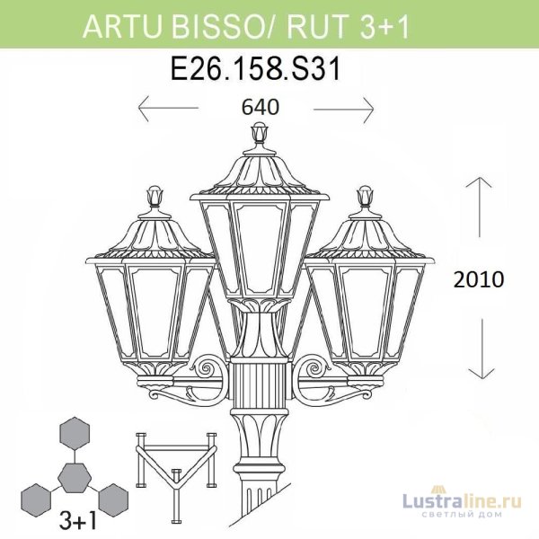 Уличный фонарь Fumagalli Artu Bisso/Rut 3+1 E26.158.S31.BYF1R Уличный фонарь Fumagalli Artu Bisso/Rut 3+1 E26.158.S31.BYF1R