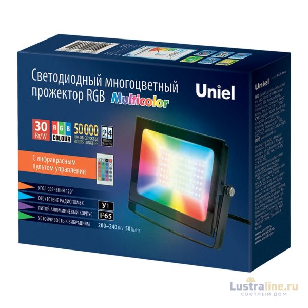 Прожектор светодиодный (UL-00007122) Uniel 30W ULF-F60-30W/RGB IP65 200-240В Black