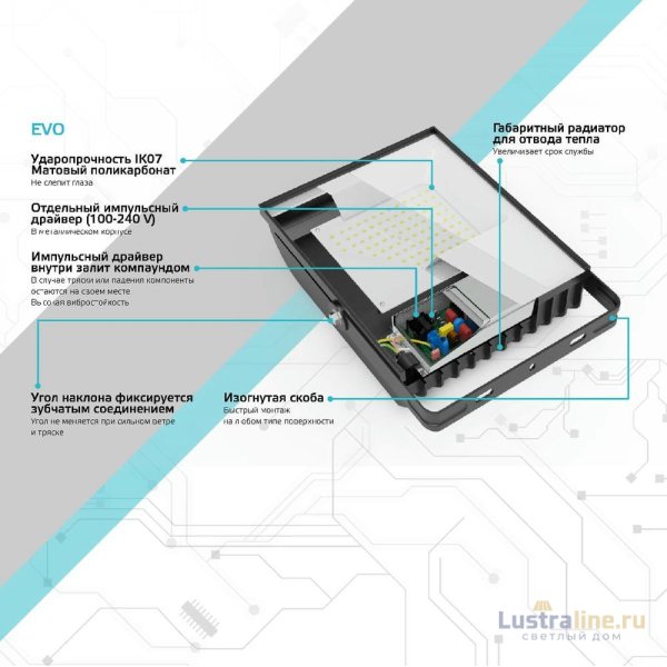 Прожектор светодиодный Gauss Evo 70W 6500К 687511370 Прожектор светодиодный Gauss Evo 70W 6500К 687511370