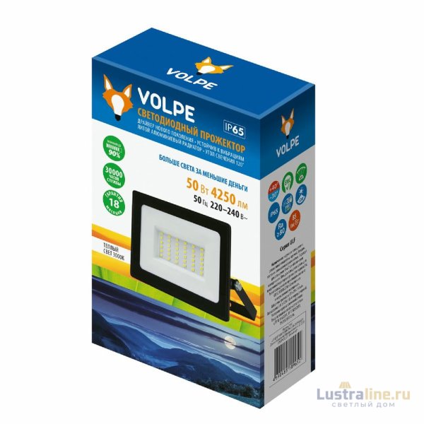 Прожектор Volpe ULF-Q517 50W/3000K IP65 220-240V BLACK UL-00011634 Прожектор Volpe ULF-Q517 50W/3000K IP65 220-240V BLACK UL-00011634