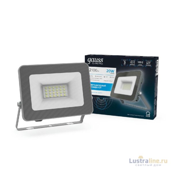 Прожектор светодиодный Gauss Qplus 20W 6500К 690511320 Прожектор светодиодный Gauss Qplus 20W 6500К 690511320