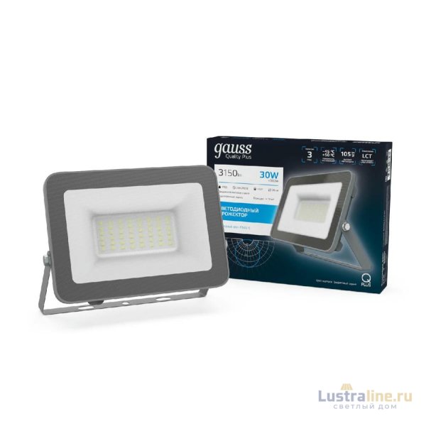 Прожектор светодиодный Gauss Qplus 30W 6500К 690511330 Прожектор светодиодный Gauss Qplus 30W 6500К 690511330