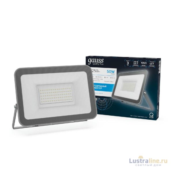 Прожектор светодиодный Gauss Qplus 50W 6500К 690511350 Прожектор светодиодный Gauss Qplus 50W 6500К 690511350