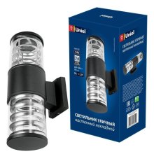 Уличный настенный светильник (UL-00006808) Uniel UUL-S12A 2x60W/E27 IP65 Black