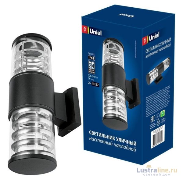Уличный настенный светильник (UL-00006808) Uniel UUL-S12A 2x60W/E27 IP65 Black Уличный настенный светильник (UL-00006808) Uniel UUL-S12A 2x60W/E27 IP65 Black