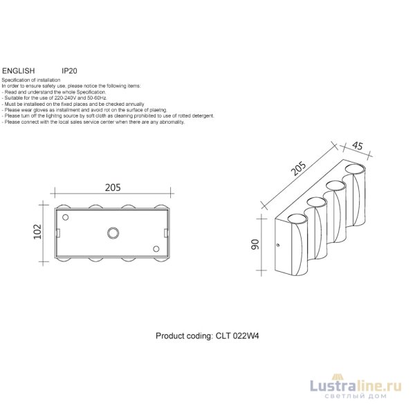 Уличный настенный светильник Crystal Lux CLT 022W4 BL 4000K Уличный настенный светильник Crystal Lux CLT 022W4 BL 4000K