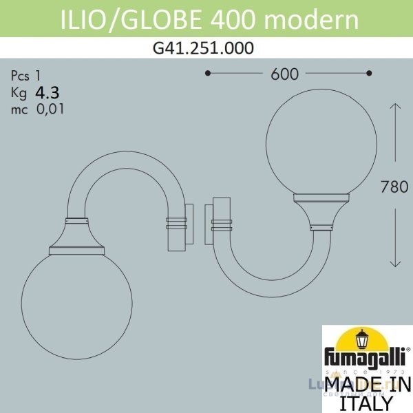 Уличный настенный светильник Fumagalli Globe G41.251.000.AYE27