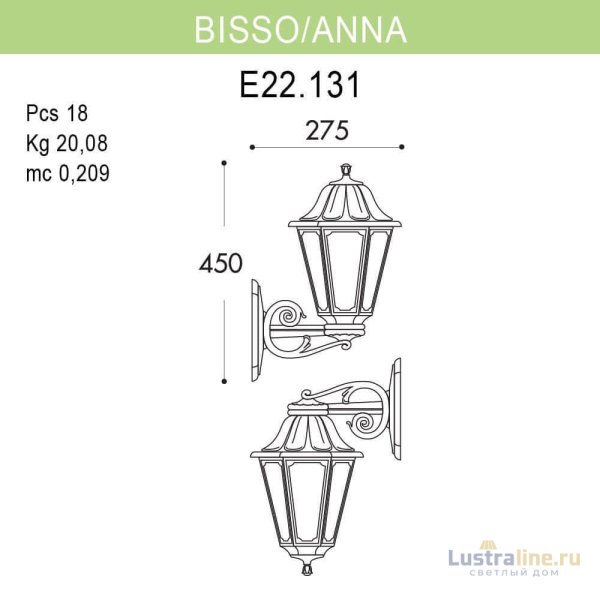 Уличный настенный светильник Fumagalli Bisso/Anna E22.131.000.AXF1R Уличный настенный светильник Fumagalli Bisso/Anna E22.131.000.AXF1R