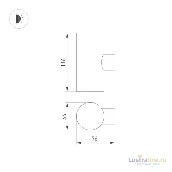 Уличный настенный светильник Arlight KT-Ray-Wall-Twin-R46-2x3W Warm3000 034137 Уличный настенный светильник Arlight KT-Ray-Wall-Twin-R46-2x3W Warm3000 034137