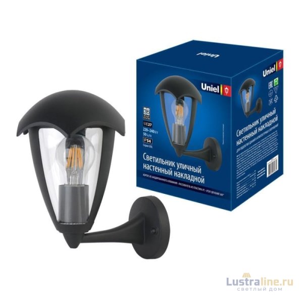 Уличный настенный светильник (UL-00006812) Uniel UUL-S80A 60W/E27 IP54 Black Уличный настенный светильник (UL-00006812) Uniel UUL-S80A 60W/E27 IP54 Black
