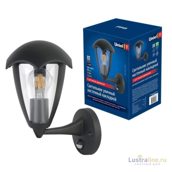 Уличный настенный светильник (UL-00006813) Uniel UUL-S81A 60W/E27 Sensor IP54 Black Уличный настенный светильник (UL-00006813) Uniel UUL-S81A 60W/E27 Sensor IP54 Black