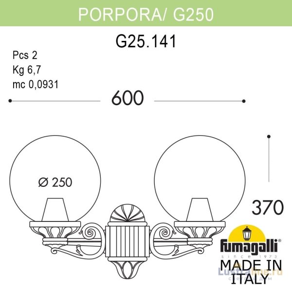 Уличный настенный светильник Fumagalli Globe 250 G25.141.000.AXF1R
