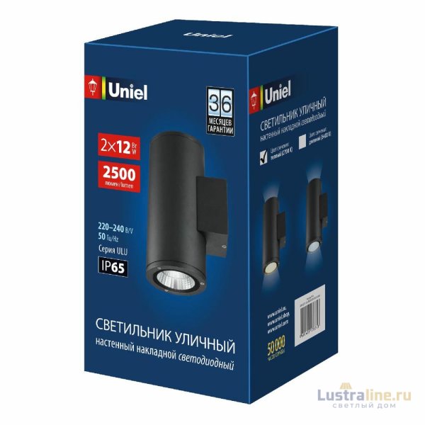 Уличный настенный светильник Uniel ULU-S22D-2x12W/2700K IP65 BLACK UL-00010847 Уличный настенный светильник Uniel ULU-S22D-2x12W/2700K IP65 BLACK UL-00010847