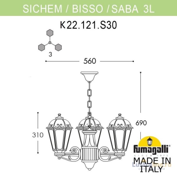 Уличный светильник Fumagalli K22.120.S30.WYF1R Уличный светильник Fumagalli K22.120.S30.WYF1R